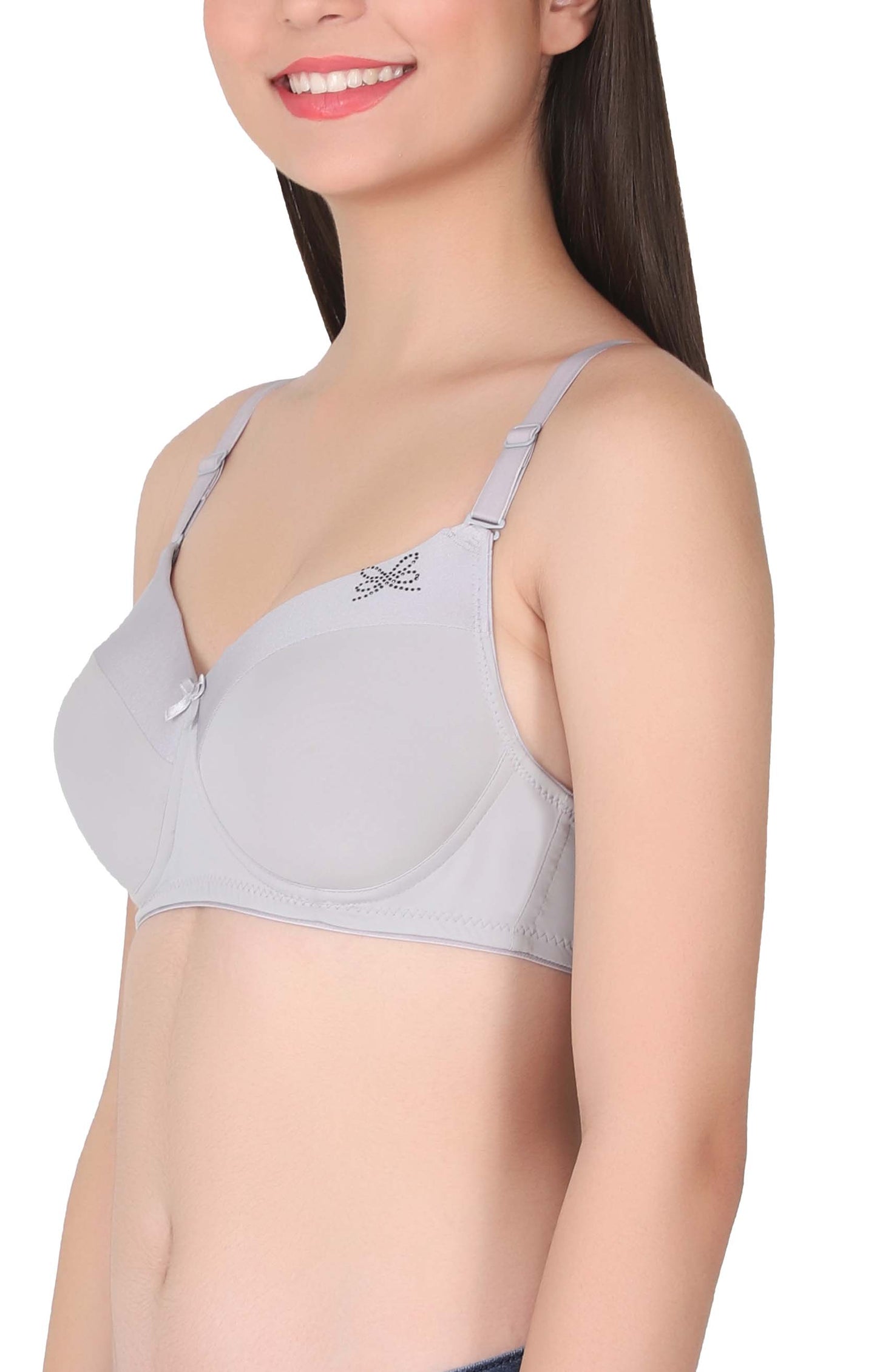 Women Seamless Padded Nylon Fabric Everyday Bra | Non Wired Bra | Detachable Straps | Added Pair of Transparent Straps