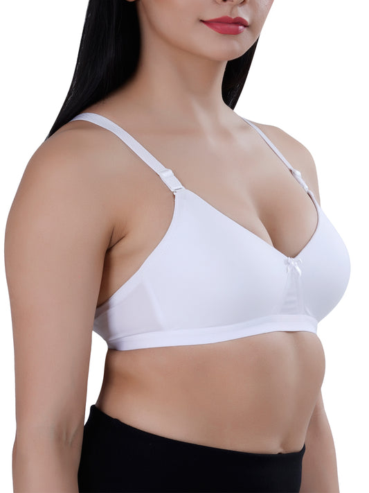 Womens Seamless Padded Cross Bra | Cotton Stretch Fabric | Detachable Straps with additional pair of Transparent Straps