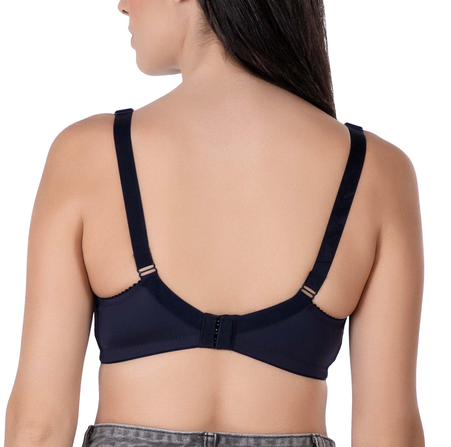 LacyLuxe Womens Seamless Padded Full Coverage Bra | Nylon Stretch Fabric | Adjustable Broad Straps | Full Cups Bra