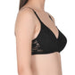 Womans Seamless Padded Nylon Lace Everyday Non Wired Bra with Detachable Straps | Transparent Straps Included