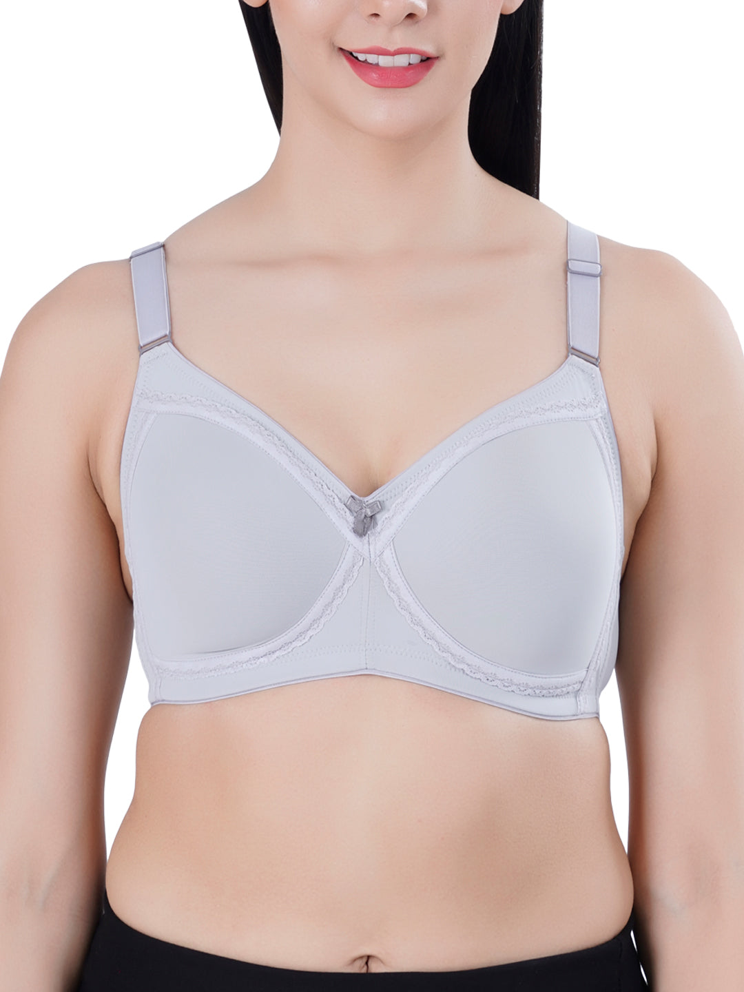 LacyLuxe Womens Seamless Padded Full Coverage Bra | Nylon Stretch Fabric | Adjustable Broad Straps | Full Cups Bra