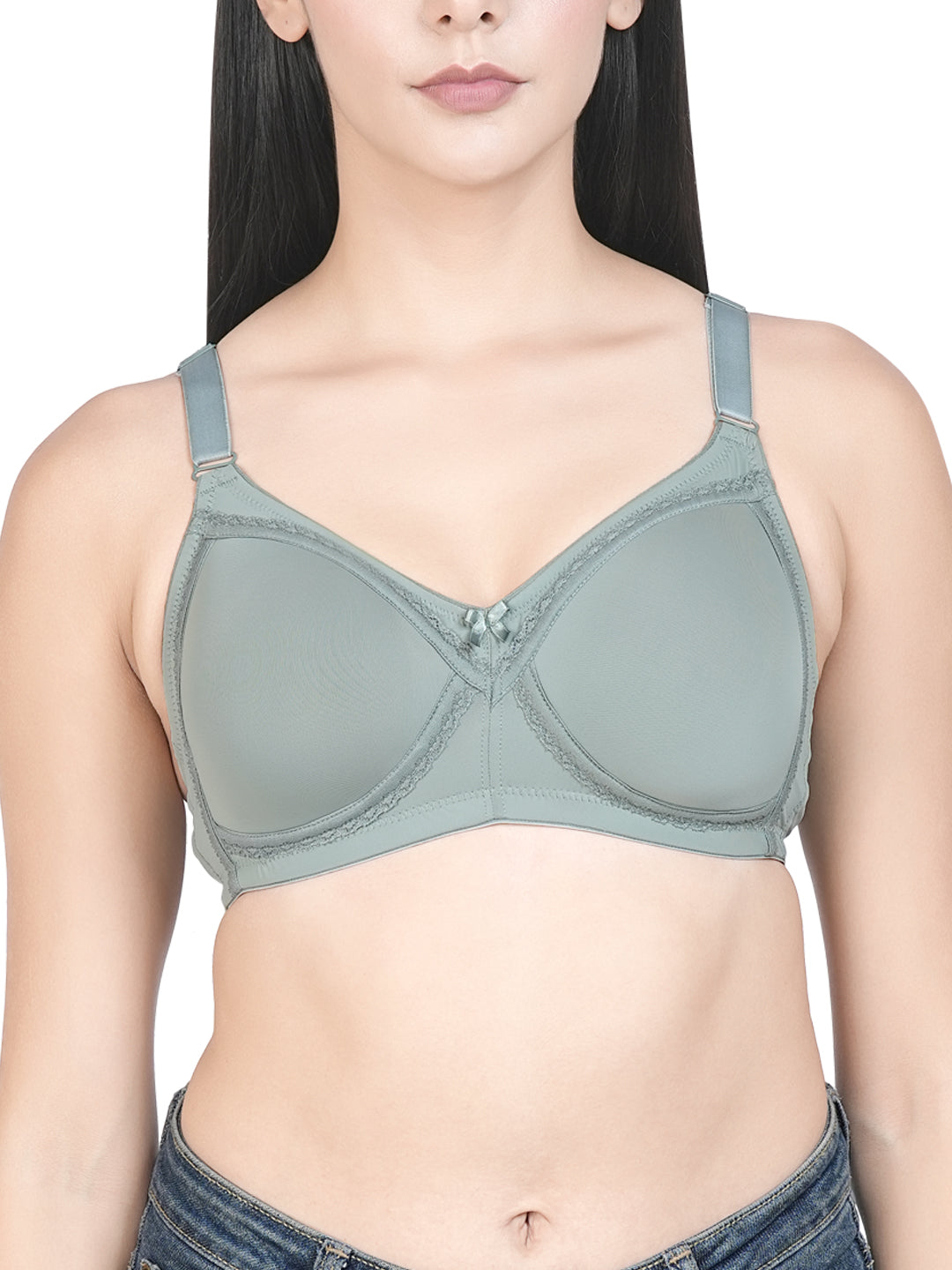 LacyLuxe Womens Seamless Padded Full Coverage Bra | Nylon Stretch Fabric | Adjustable Broad Straps | Full Cups Bra