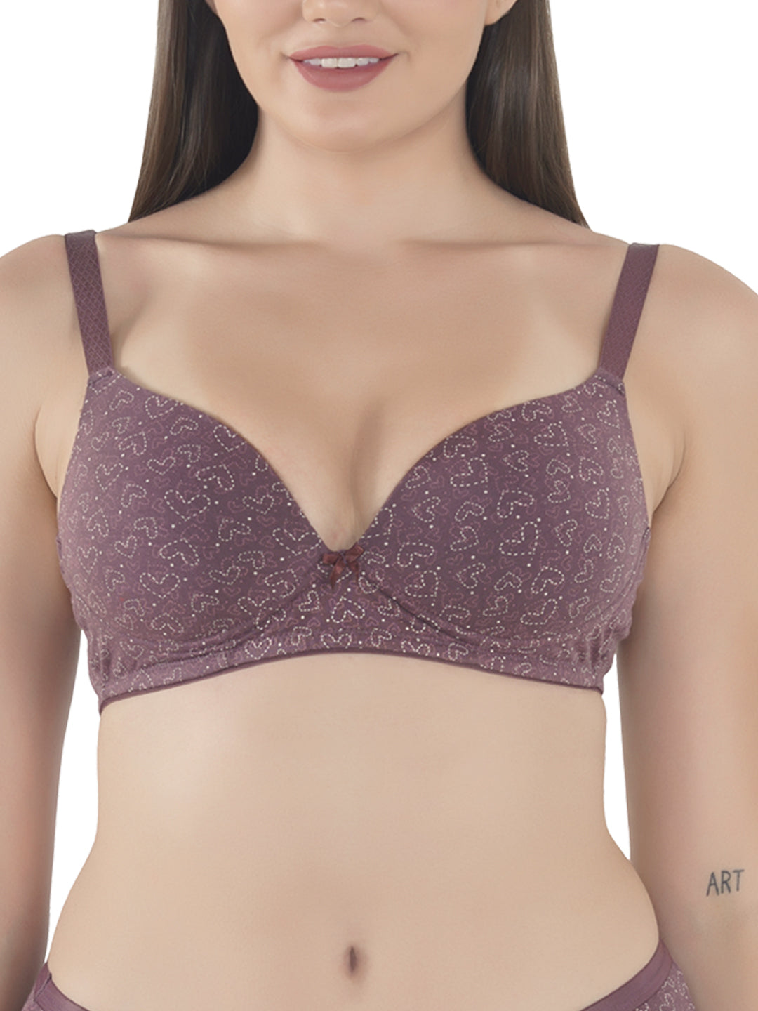 Womens Seamless Padded/Printed Bra with Adjustable Straps/Cotton Stretch Fabric