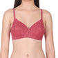 Womans Seamless Padded Nylon Lace Everyday Non Wired Bra with Detachable Straps | Transparent Straps Included