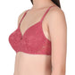 Womans Seamless Padded Nylon Lace Everyday Non Wired Bra with Detachable Straps | Transparent Straps Included