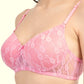 Womans Seamless Padded Nylon Lace Everyday Non Wired Bra with Detachable Straps | Transparent Straps Included