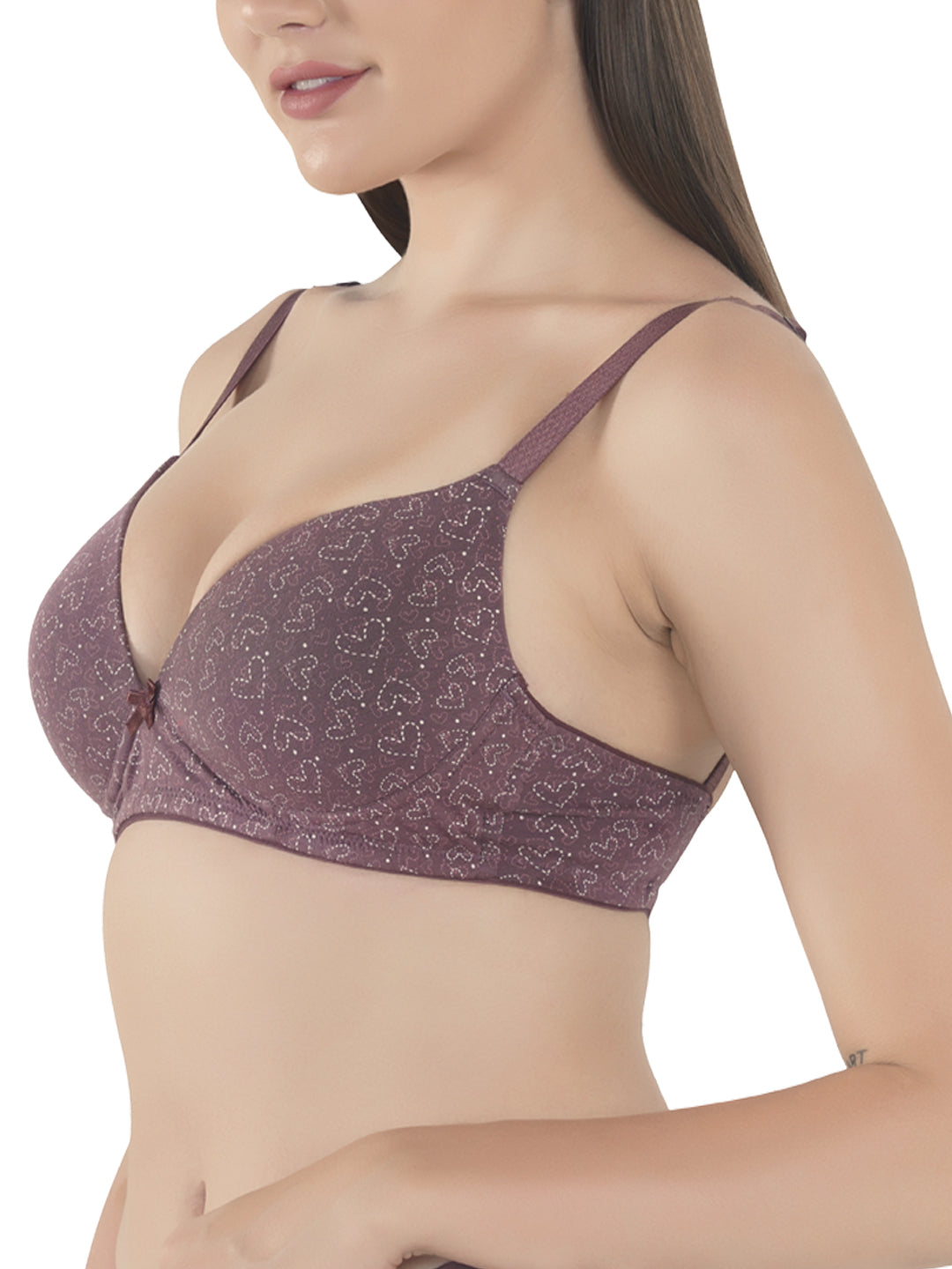 Womens Seamless Padded/Printed Bra with Adjustable Straps/Cotton Stretch Fabric