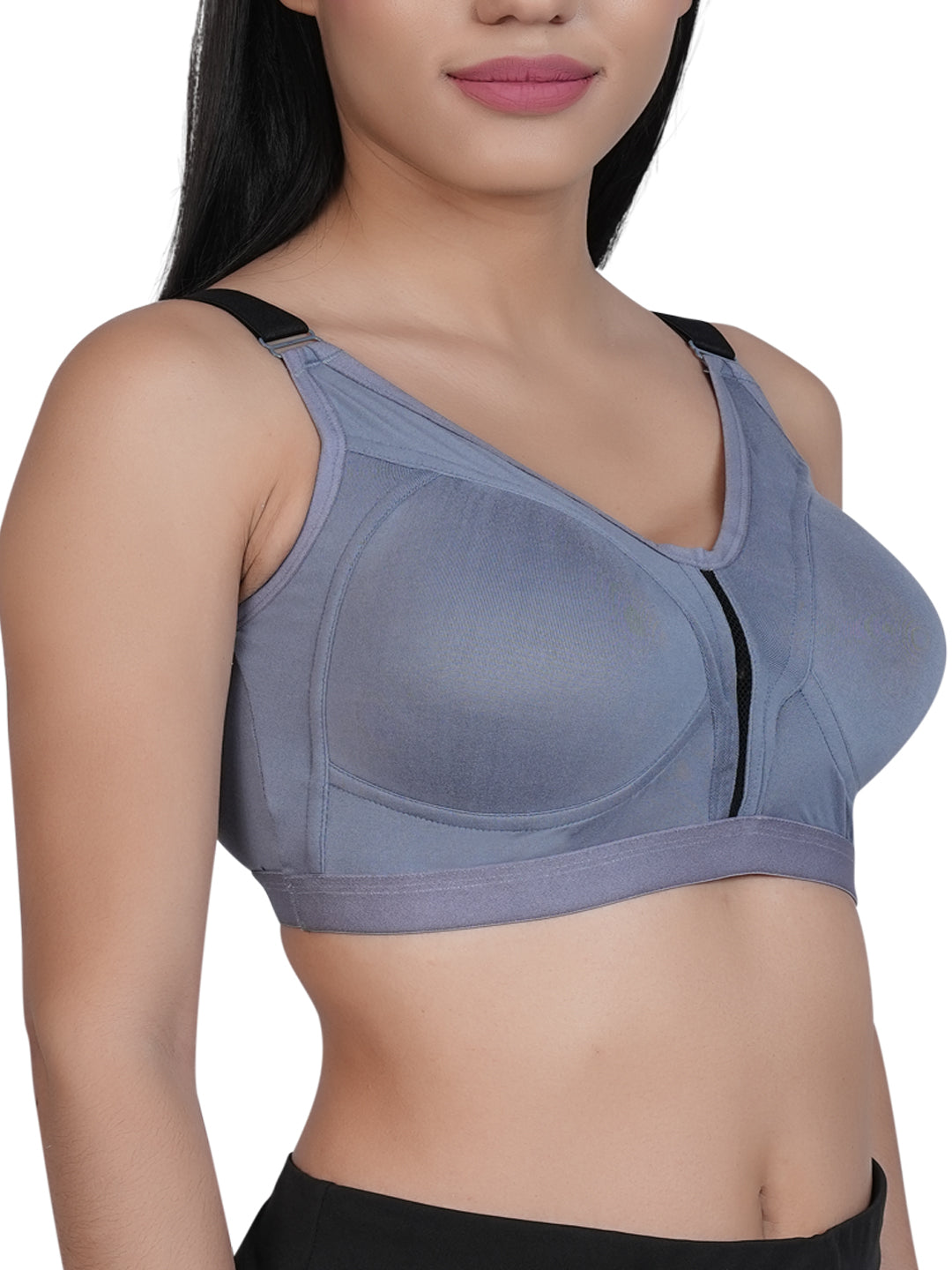 Women's Seamless Padded Full Coverage Sports Bra | Poly Stretch Fabric | Medium Impact Sports Bra | Adjustable Straps