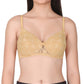 Womans Seamless Padded Nylon Lace Everyday Non Wired Bra with Detachable Straps | Transparent Straps Included