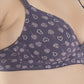 Womens Seamless Padded/Printed Bra with Adjustable Straps/Cotton Stretch Fabric