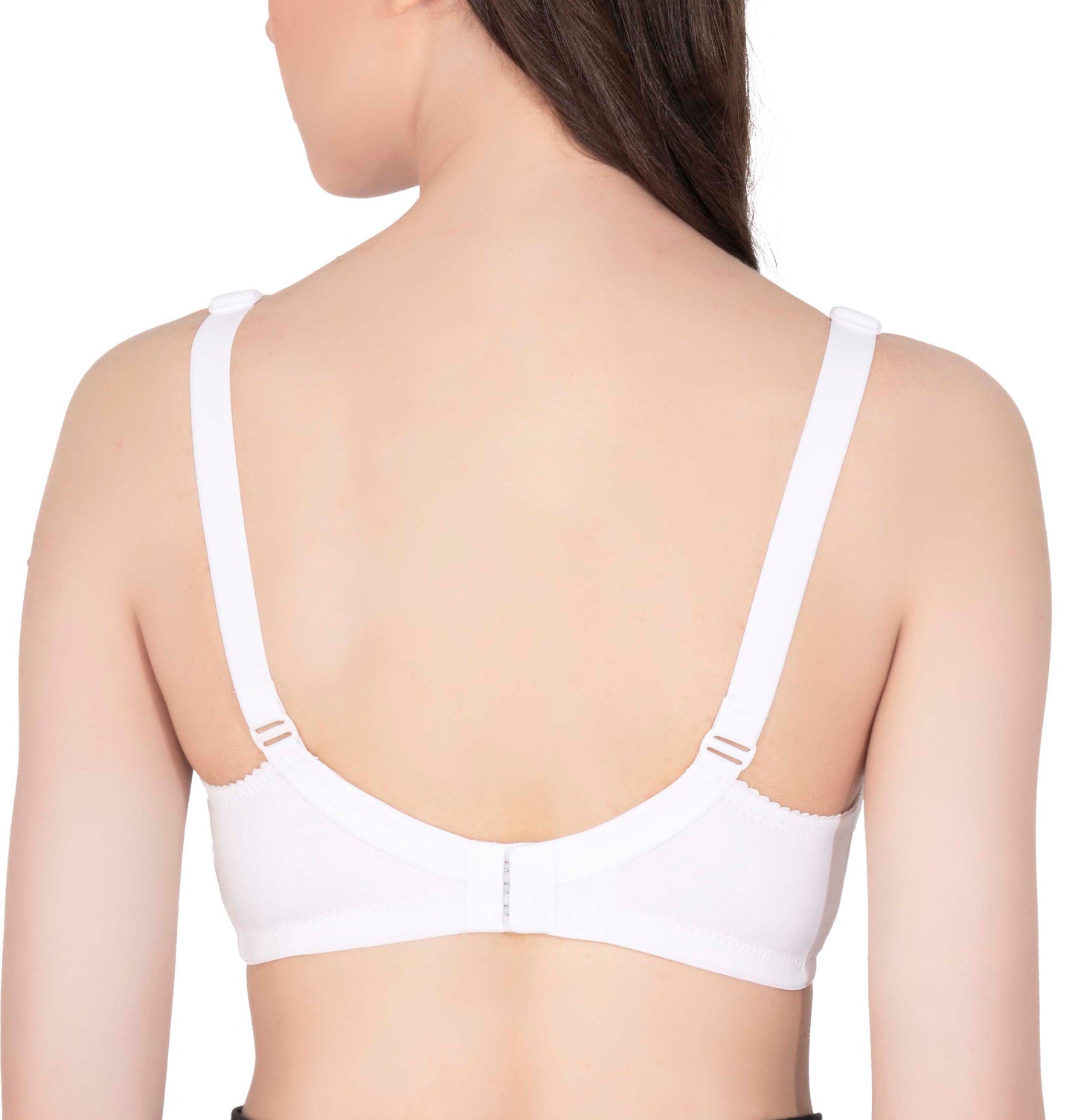 Women's Seamless Padded Bra | Full Coverage | Cotton Stretch Fabric and Nylon Lace | Broad Adjustable Straps